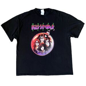 Vintage Kiss Merry Kissmas 2004 Black Short Sleeve T Shirt Size Men’s XL Band